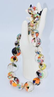 Jackie Brazil "Lola" Cascade Multi-Size Resin Lucite Abstract Spheres Necklace